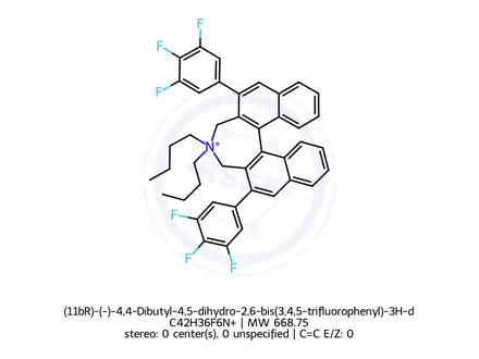 Chemical structure of (11bR)-(-)-4,4-Dibutyl-4,5-dihydro-2,6-bis(3,4,5-trifluorophenyl)-3H-dinaphth[2,1-c:1',2'-e]azepiniu