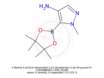 Chemical structure of 1-Methyl-5-(4,4,5,5-tetramethyl-1,3,2-dioxaborolan-2-yl)-1H-pyrazol-4-amine