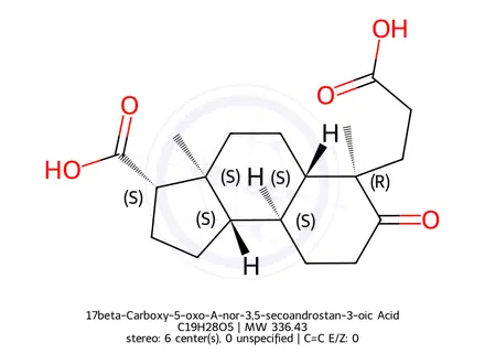 Chemical structure of 17beta-Carboxy-5-oxo-A-nor-3,5-secoandrostan-3-oic Acid