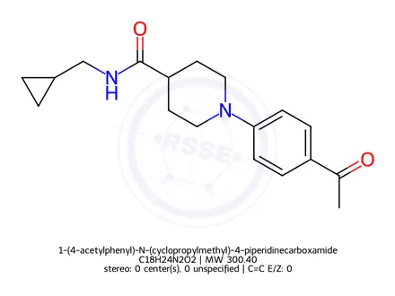 Chemical structure of 1-(4-acetylphenyl)-N-(cyclopropylmethyl)-4-piperidinecarboxamide