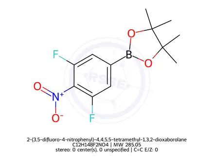 Chemical structure of 2-(3,5-difluoro-4-nitrophenyl)-4,4,5,5-tetramethyl-1,3,2-dioxaborolane