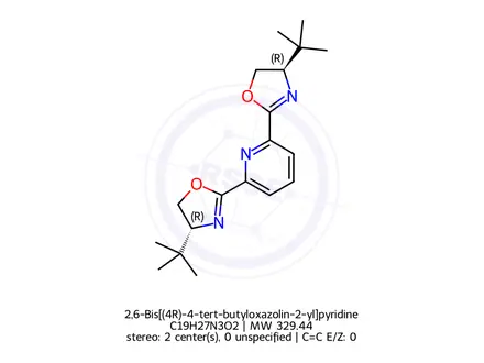 Chemical structure of 2,6-Bis[(4R)-4-tert-butyloxazolin-2-yl]pyridine