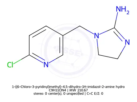 Chemical structure of 1-((6-Chloro-3-pyridinyl)methyl)-4,5-dihydro-1H-imidazol-2-amine hydrochloride