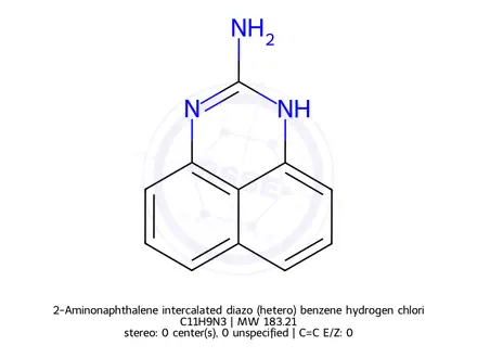 Chemical structure of 2-Aminonaphthalene intercalated diazo (hetero) benzene hydrogen chloride