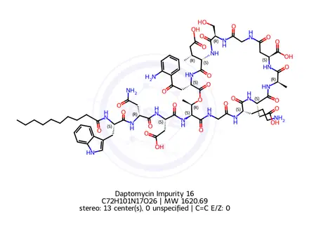 Chemical structure of Daptomycin Impurity beta-Isomer