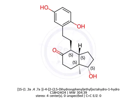 Chemical structure of [1S-(1α,3aβ,4β,7aα)]-4-[2-(2,5-Dihydroxyphenyl)ethyl]octahydro-1-hydroxy-7a-methyl-5H-inden-5-one