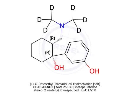 Chemical structure of (+)-O-Desmethyl Tramadol-d6 Hydrochloride