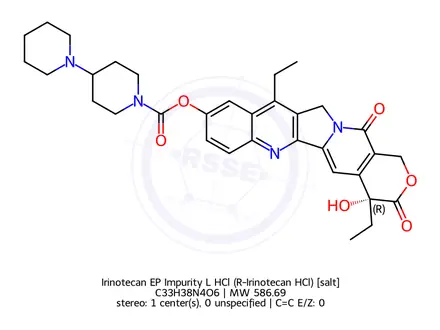 Chemical structure of Irinotecan EP Impurity L HCl (R-Irinotecan HCl)