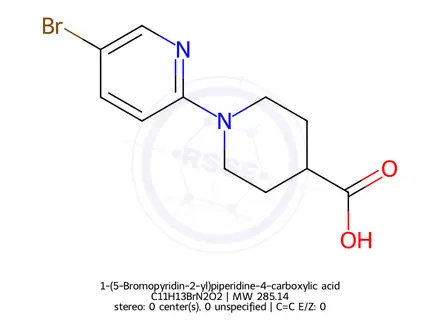 Chemical structure of 1-(5-Bromopyridin-2-yl)piperidine-4-carboxylic acid