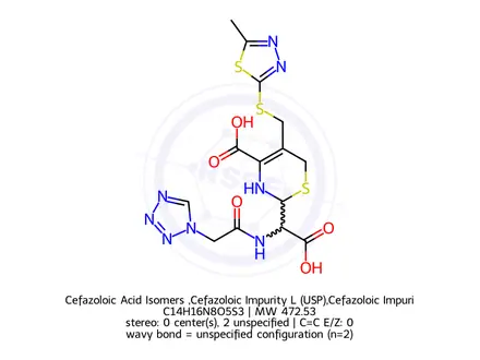Chemical structure of Cefazoloic Acid Isomers ,Cefazoloic Impurity L (USP),Cefazoloic Impurity I(EP)