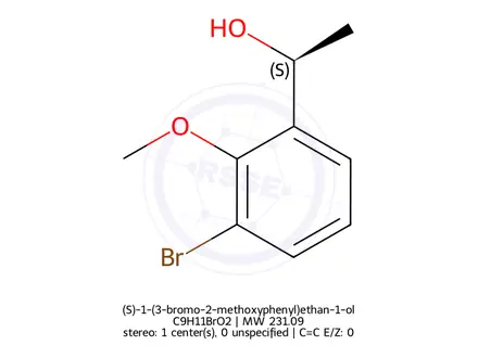Chemical structure of (S)-1-(3-bromo-2-methoxyphenyl)ethan-1-ol