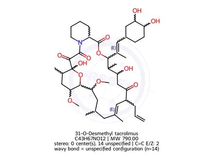 Chemical structure of 31-O-Desmethyl tacrolimus