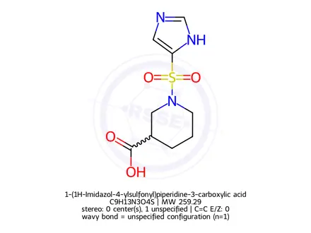 Chemical structure of 1-(1H-Imidazol-4-ylsulfonyl)piperidine-3-carboxylic acid