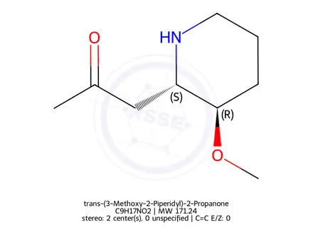 Chemical structure of trans-(3-Methoxy-2-Piperidyl)-2-Propanone