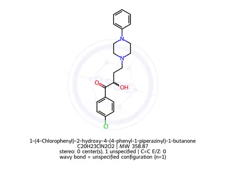 Chemical structure of 1-(4-Chlorophenyl)-2-hydroxy-4-(4-phenyl-1-piperazinyl)-1-butanone