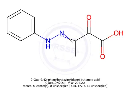 Chemical structure of 2-Oxo-3-(2-phenylhydrazinylidene) butanoic acid