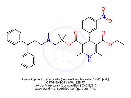 Chemical structure of Lercanidipine Ethyl Impurity (Lercanidipine Impurity 4) HCl