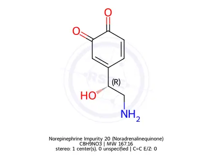 Chemical structure of Norepinephrine Impurity 20 (Noradrenalinequinone)