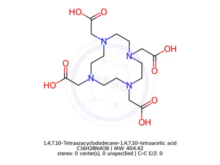 Chemical structure of 1,4,7,10-Tetraazacyclododecane-1,4,7,10-tetraacetic acid