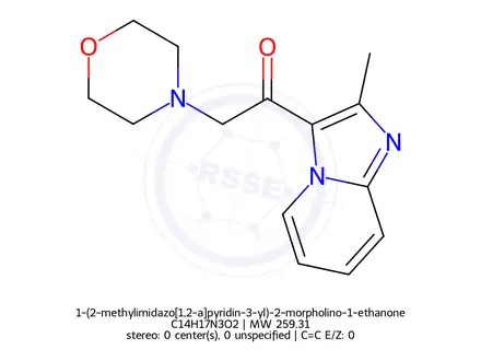 Chemical structure of 1-(2-methylimidazo[1,2-a]pyridin-3-yl)-2-morpholino-1-ethanone