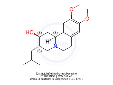 Chemical structure of (2S,3S,11bS)-Dihydrotetrabenazine