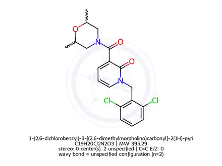 Chemical structure of 1-(2,6-dichlorobenzyl)-3-[(2,6-dimethylmorpholino)carbonyl]-2(1H)-pyridinone