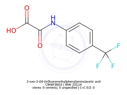 Chemical structure of 2-oxo-2-((4-(trifluoromethyl)phenyl)amino)acetic acid