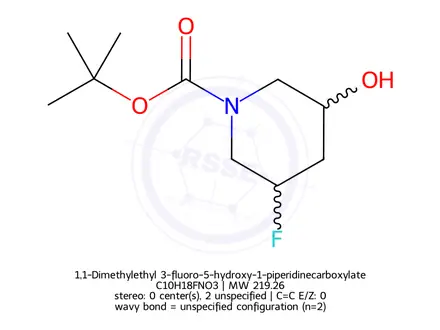 Chemical structure of 1,1-Dimethylethyl 3-fluoro-5-hydroxy-1-piperidinecarboxylate