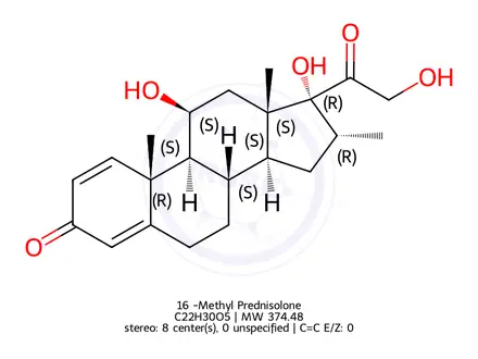 Chemical structure of 16α-Methyl Prednisolone