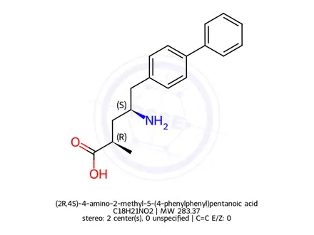 Chemical structure of (2R,4S)-5-([1,1'-Biphenyl]-4-yl)-4-amino-2-methylpentanoic Acid