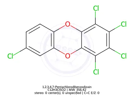 Chemical structure of 1,2,3,4,7-Pentachlorodibenzo-p-dioxin