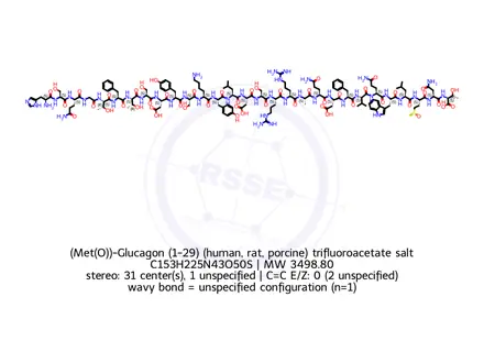 Chemical structure of (Met(O))-Glucagon (1-29) (human, rat, porcine) trifluoroacetate salt