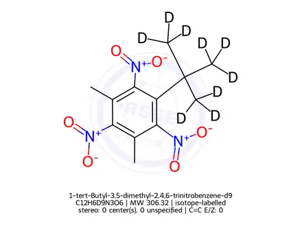 Chemical structure of 1-tert-Butyl-3,5-dimethyl-2,4,6-trinitrobenzene-d9
