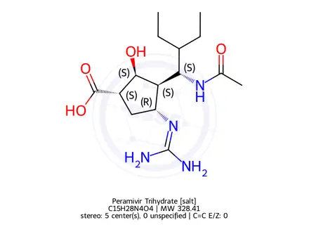 Chemical structure of Peramivir Trihydrate