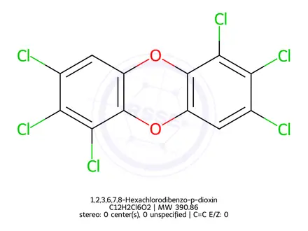 Chemical structure of 1,2,3,6,7,8-Hexachlorodibenzo-p-dioxin