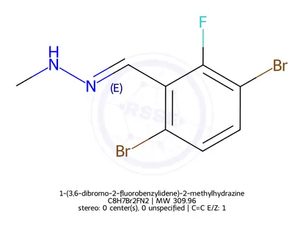 Chemical structure of 1-(3,6-dibromo-2-fluorobenzylidene)-2-methylhydrazine