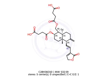 Chemical structure of Dehydroandrographolide succinate