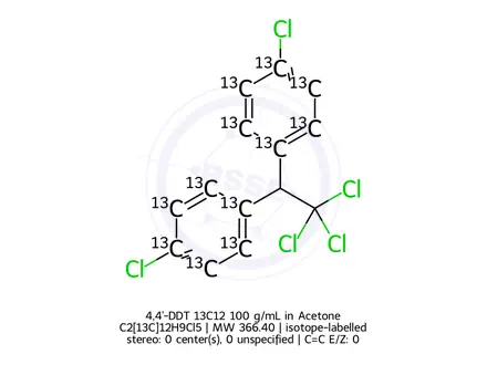 Chemical structure of 4,4'-DDT 13C12 100 μg/mL in Acetone