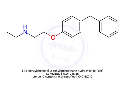 Chemical structure of 1-[4-Benzylphenoxy]-2-ethylaminoethane hydrochloride