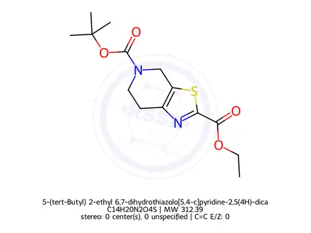 Chemical structure of 5-(tert-Butyl) 2-ethyl 6,7-dihydrothiazolo[5,4-c]pyridine-2,5(4H)-dicarboxylate