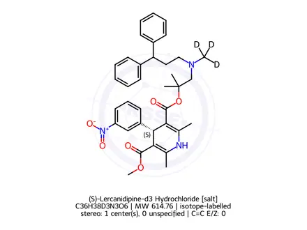Chemical structure of (S)-Lercanidipine-d3 Hydrochloride
