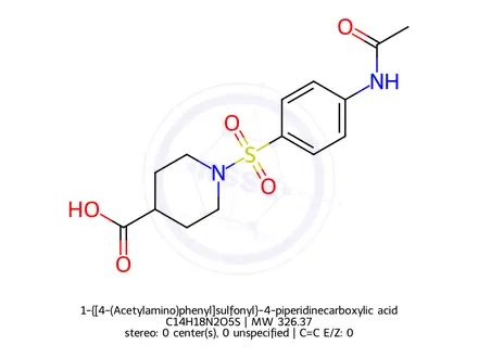 Chemical structure of 1-{[4-(Acetylamino)phenyl]sulfonyl}-4-piperidinecarboxylic acid