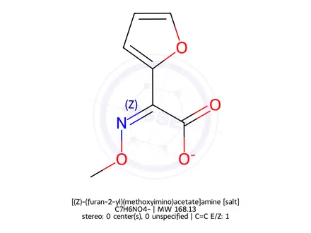 Chemical structure of [(Z)-(furan-2-yl)(methoxyimino)acetate]amine