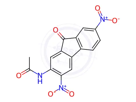 Chemical structure of N-(3,7-dinitro-9-oxo-9H-fluoren-2-yl)acetamide