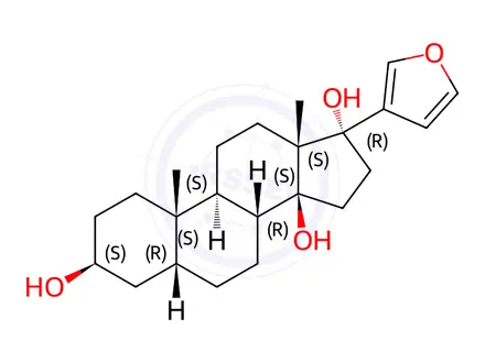 Chemical structure of (3β,5β,14β)-21,23-Epoxy-24-Norchola-20,22-diene-3,14,17-triol