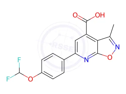 Chemical structure of 6-[4-(difluoromethoxy)phenyl]-3-methyl-[1,2]oxazolo[5,4-b]pyridine-4-carboxylic acid