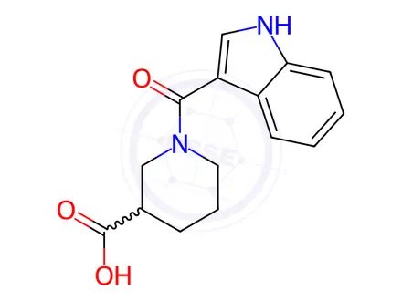 Chemical structure of 1-(1H-indol-3-ylcarbonyl)piperidine-3-carboxylic acid