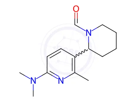 Chemical structure of 2-(6-(Dimethylamino)-2-methylpyridin-3-yl)piperidine-1-carbaldehyde