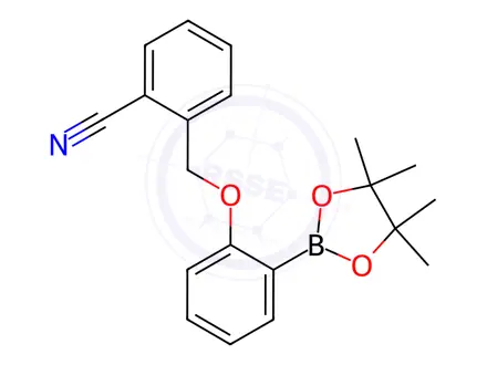 Chemical structure of Benzonitrile, 2-[[2-(4,4,5,5-tetramethyl-1,3,2-dioxaborolan-2-yl)phenoxy]methyl]-