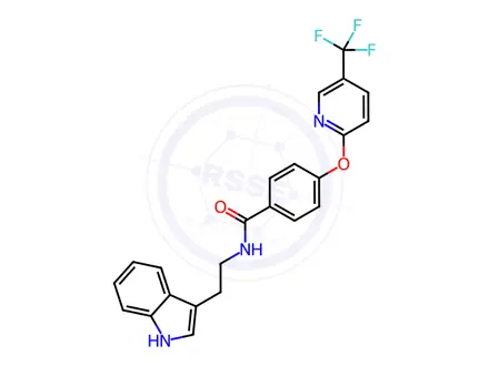 Chemical structure of N-[2-(1H-Indol-3-yl)ethyl]-4-{[5-(trifluoromethyl)pyridin-2-yl]oxy}benzamide